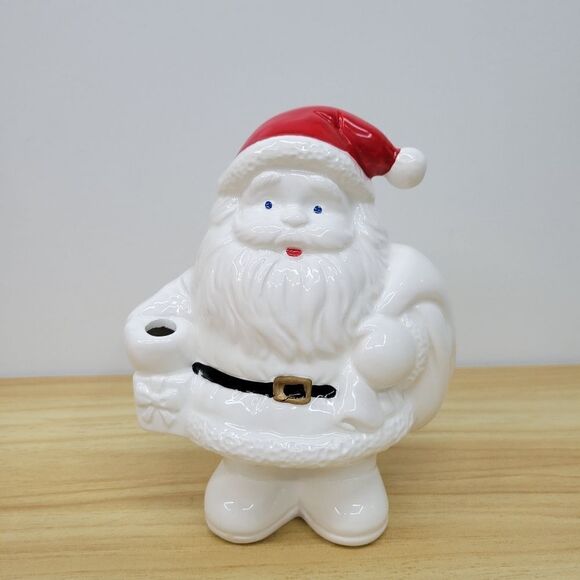 Vintage Christmas Santa Claus Vase with Poinsetta Figurine Coin Bank by Russ - Picture 7 of 15